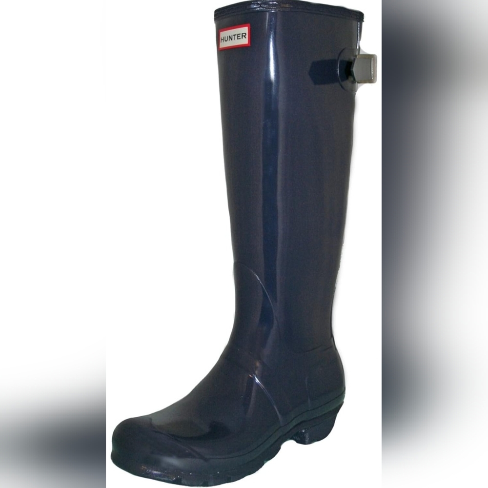 EUC Hunter Original Adjustable Back Gloss navy, calendered sole crafted from